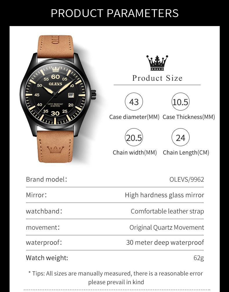 OLEVS 9962 Leather strap