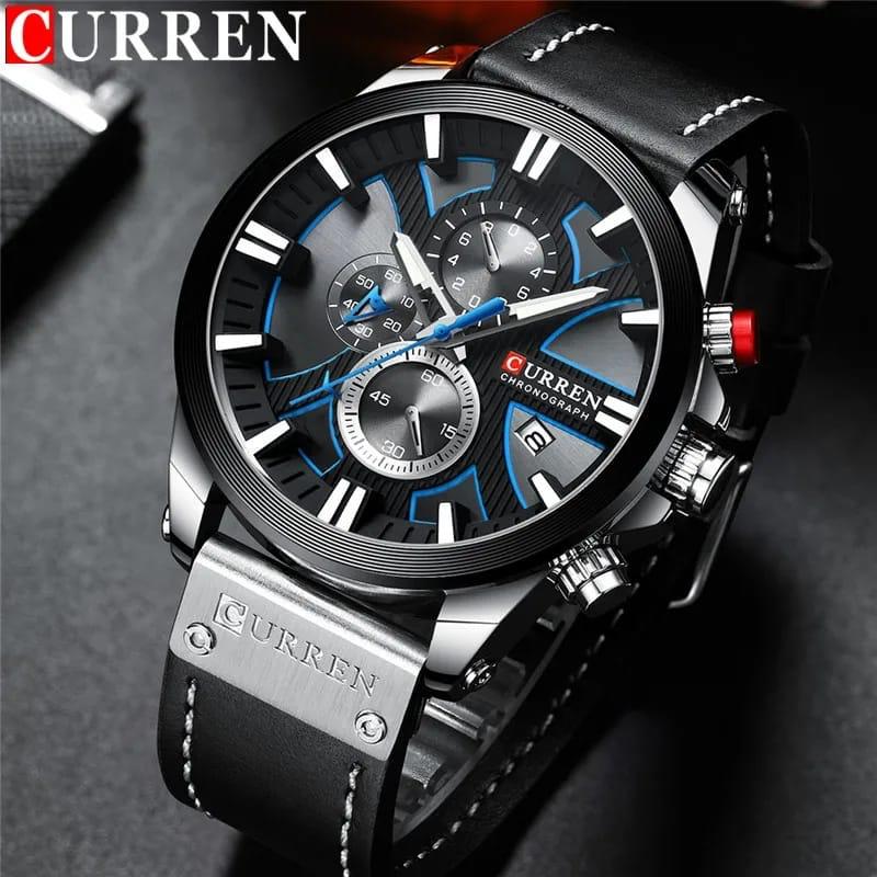 CURREN Man WristWatch Waterproof Chronograph Sport Men Watch Military Army Top Brand Luxury Genuine Leather New Male Clock 8346