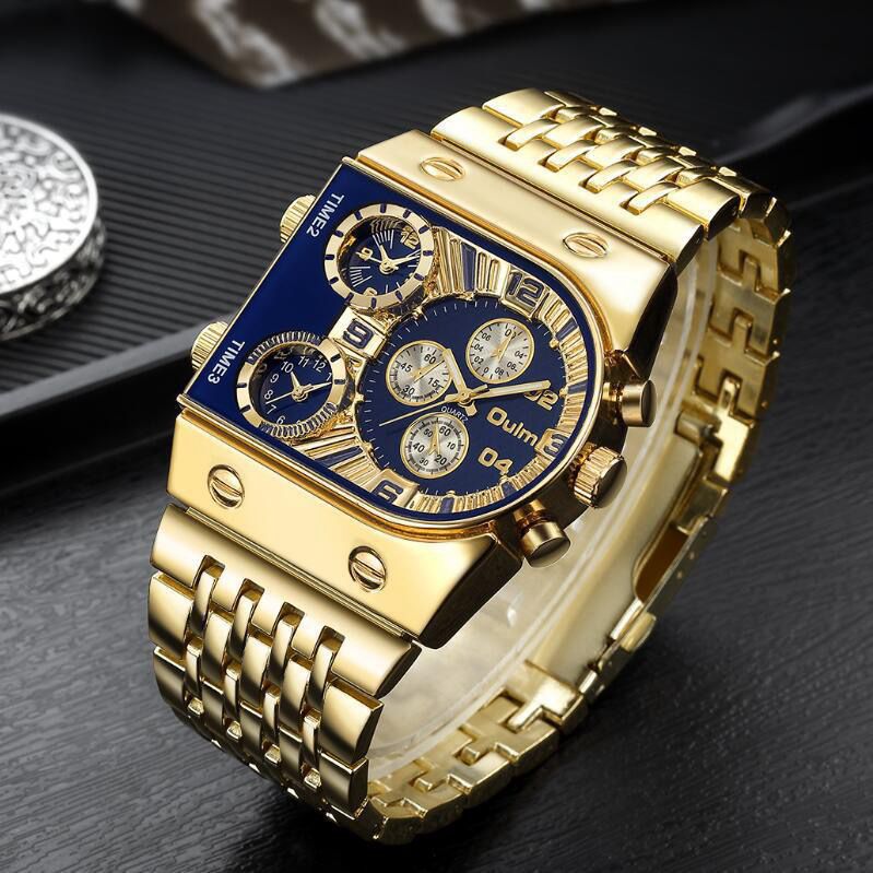 A Oulm quartz 3 time zone watch