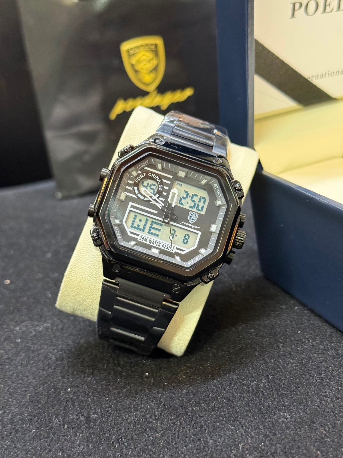 Poedagar 993 dual time chronograph watch