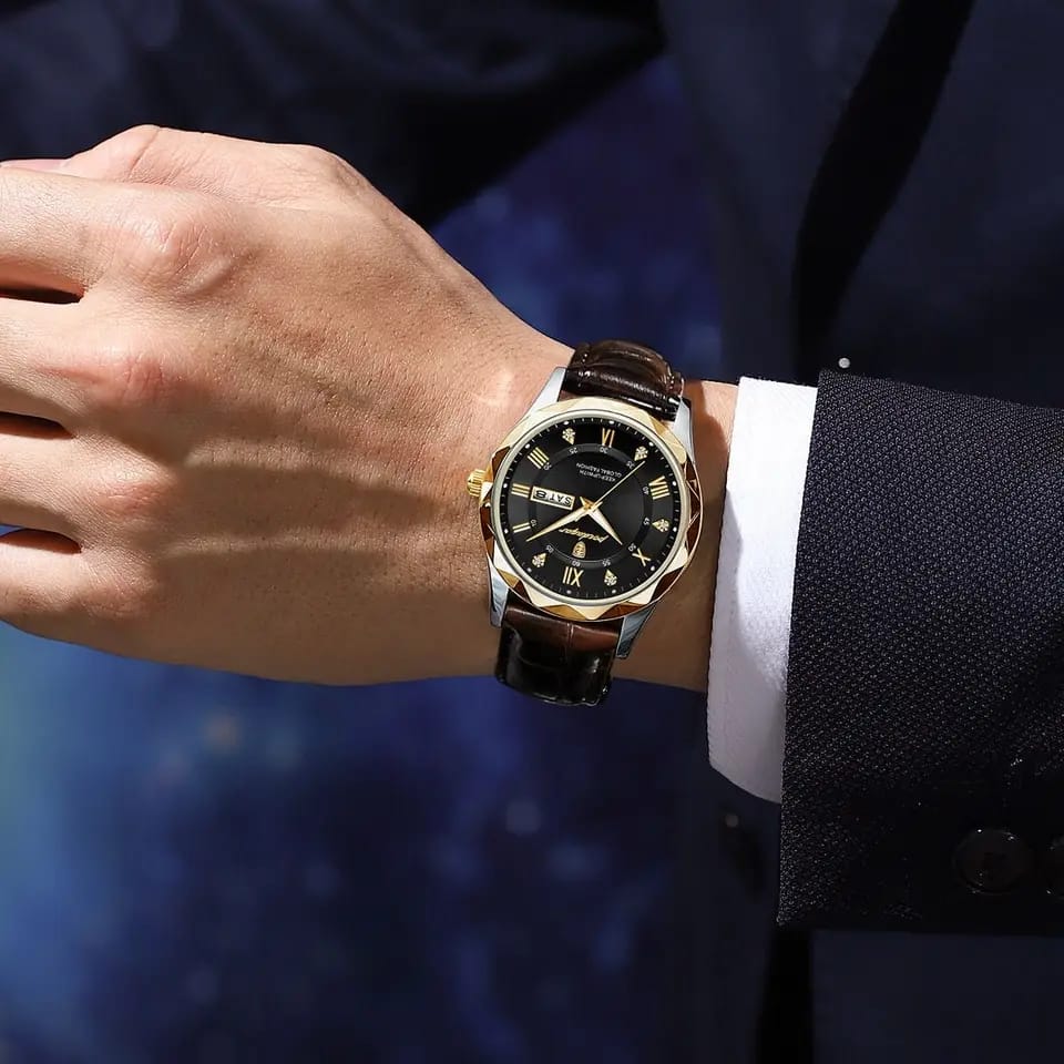 Poedagar 615 leather strap watch
