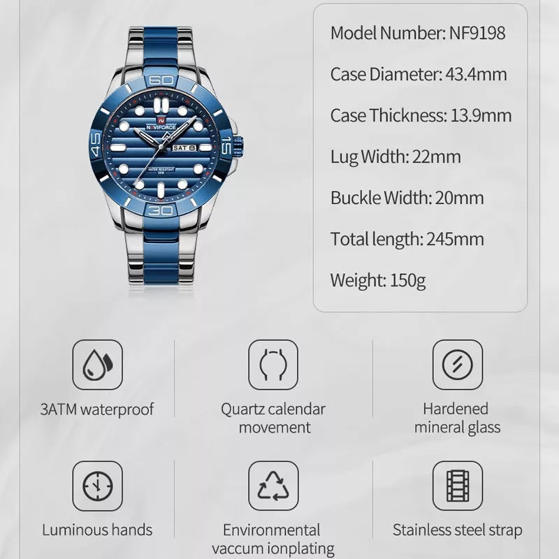 NAVIFORCE NF 9198 DAY&DATE DISPLAY QUARTZ WATCH