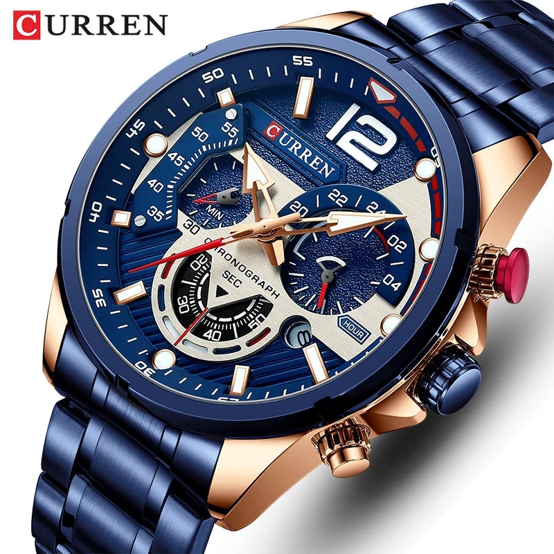 Curren 8395 Luxury Man Quartz Wrist Watch Stainless Steel Luminous Mens Watch 2021