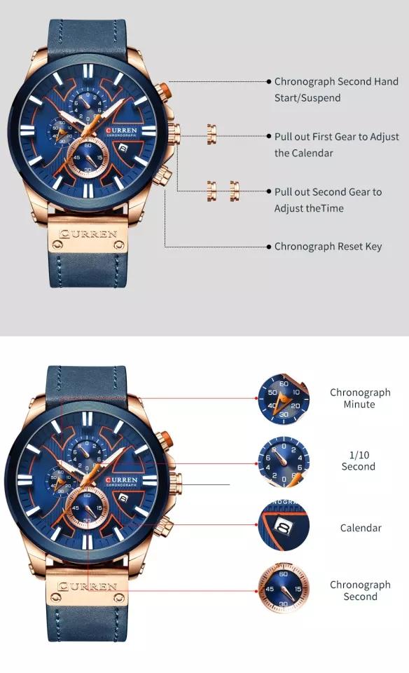 CURREN Man WristWatch Waterproof Chronograph Sport Men Watch Military Army Top Brand Luxury Genuine Leather New Male Clock 8346