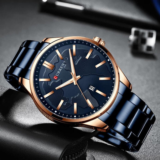 Curren 8366 Watch Men Waterproof Calendar Quartz Wrist Watch Business Alloy Case Stainless Steel Band Watch