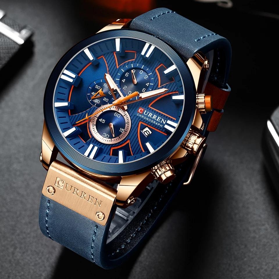 CURREN Man WristWatch Waterproof Chronograph Sport Men Watch Military Army Top Brand Luxury Genuine Leather New Male Clock 8346