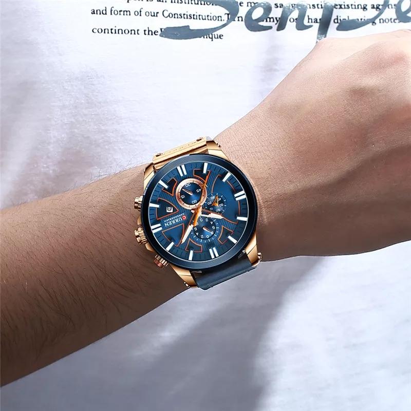 CURREN Man WristWatch Waterproof Chronograph Sport Men Watch Military Army Top Brand Luxury Genuine Leather New Male Clock 8346