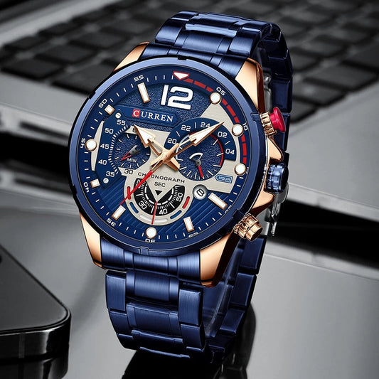Curren 8395 Luxury Man Quartz Wrist Watch Stainless Steel Luminous Mens Watch 2021