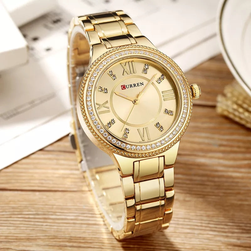 Curren 9004 Women Quartz Watch - Silver/ Rose Gold/Black