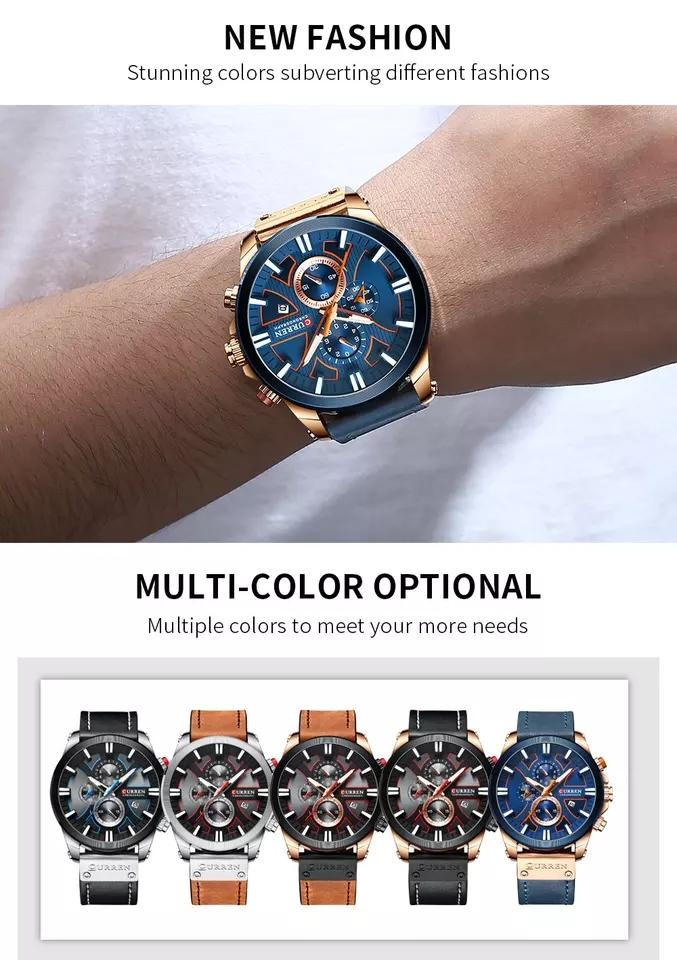 CURREN Man WristWatch Waterproof Chronograph Sport Men Watch Military Army Top Brand Luxury Genuine Leather New Male Clock 8346