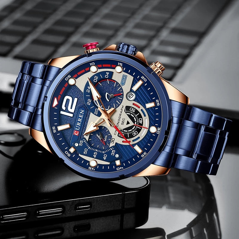 Curren 8395 Luxury Man Quartz Wrist Watch Stainless Steel Luminous Mens Watch 2021