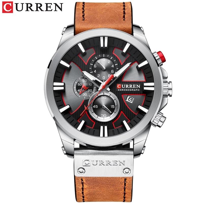 CURREN Man WristWatch Waterproof Chronograph Sport Men Watch Military Army Top Brand Luxury Genuine Leather New Male Clock 8346