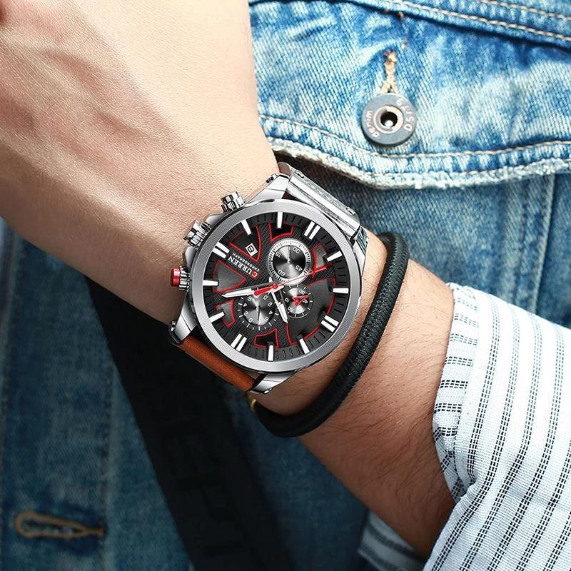 CURREN Man WristWatch Waterproof Chronograph Sport Men Watch Military Army Top Brand Luxury Genuine Leather New Male Clock 8346