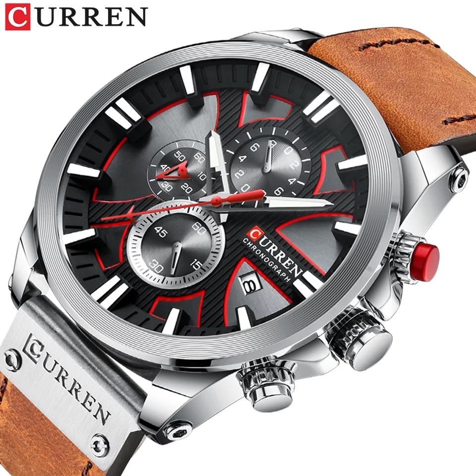 CURREN Man WristWatch Waterproof Chronograph Sport Men Watch Military Army Top Brand Luxury Genuine Leather New Male Clock 8346