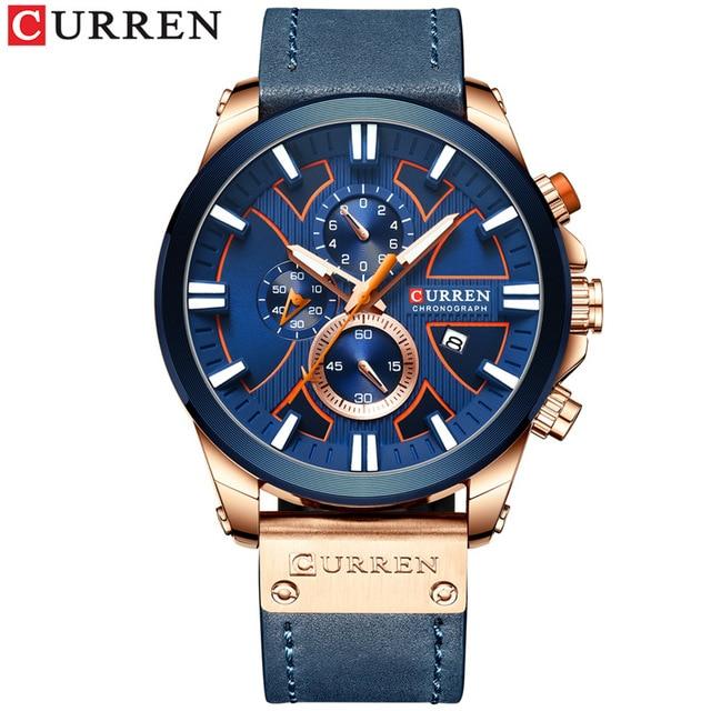 CURREN Man WristWatch Waterproof Chronograph Sport Men Watch Military Army Top Brand Luxury Genuine Leather New Male Clock 8346