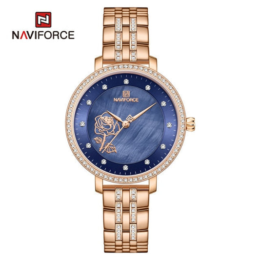 NAVIFORCE Women Luxury Wrist Watches with Diamonds Waterproof Stainless Steel Elegant Ladies Bracelet Watch Relogio Masculino
